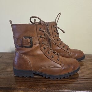 Brown Lace-Up Ankle Boots